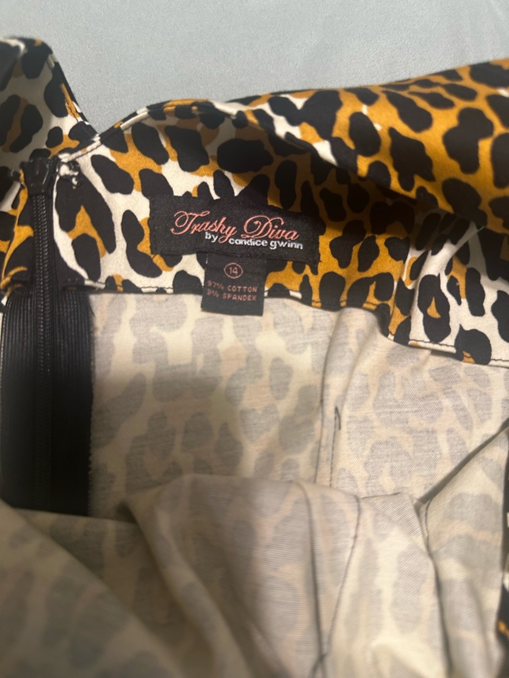 Trashy Diva Leopard Print Circle Skirt in Tan, Black & Cream - Picture 2 of 2